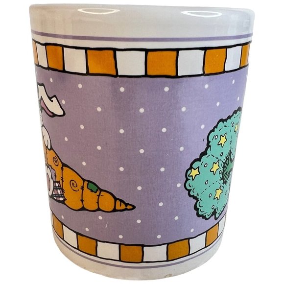 Vintage Novelty Easter Mug Bunny Rabbit In Carrot Mobile Ceramic Polka Dots - Picture 3 of 9